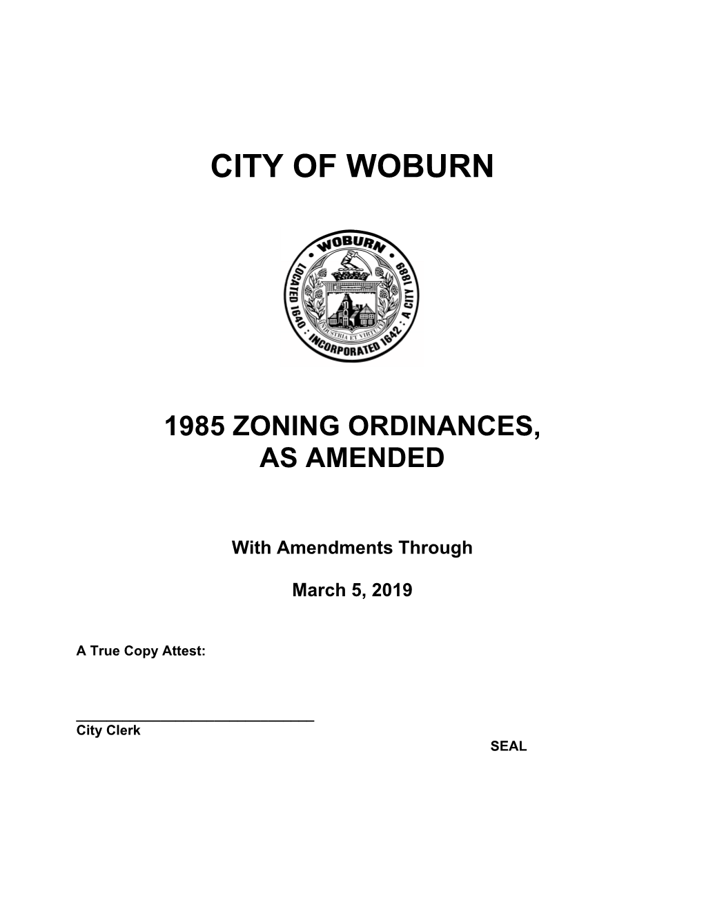 Woburn Zoning Code Complete As of 3-5-2019