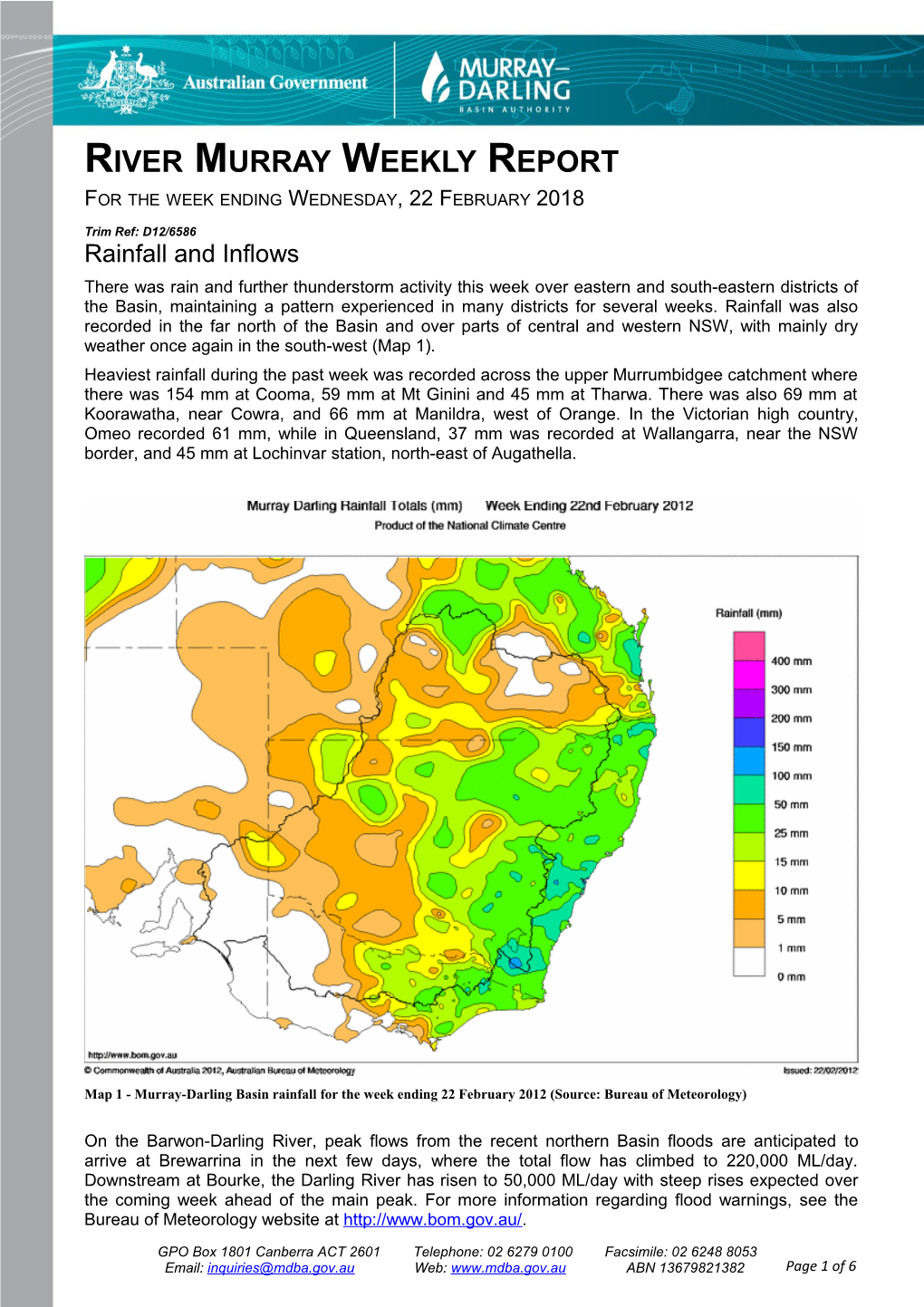 Murray River Operations Report for the Week Ending 4 12 1997 s2