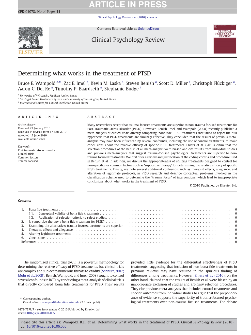 Determining What Works in the Treatment of PTSD