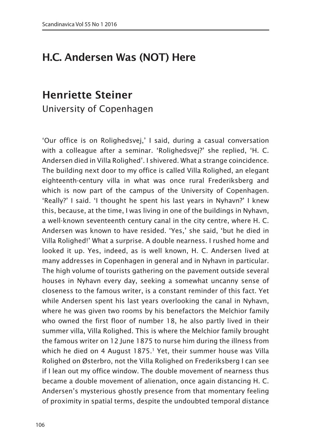 H.C. Andersen Was (NOT) Here Henriette Steiner