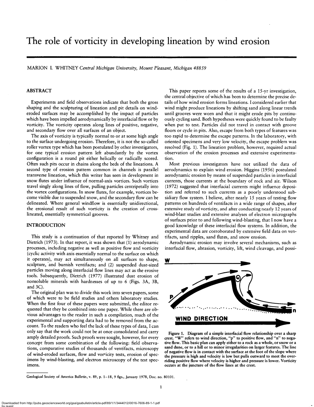 The Role of Vorticity in Developing Lineation by Wind Erosion