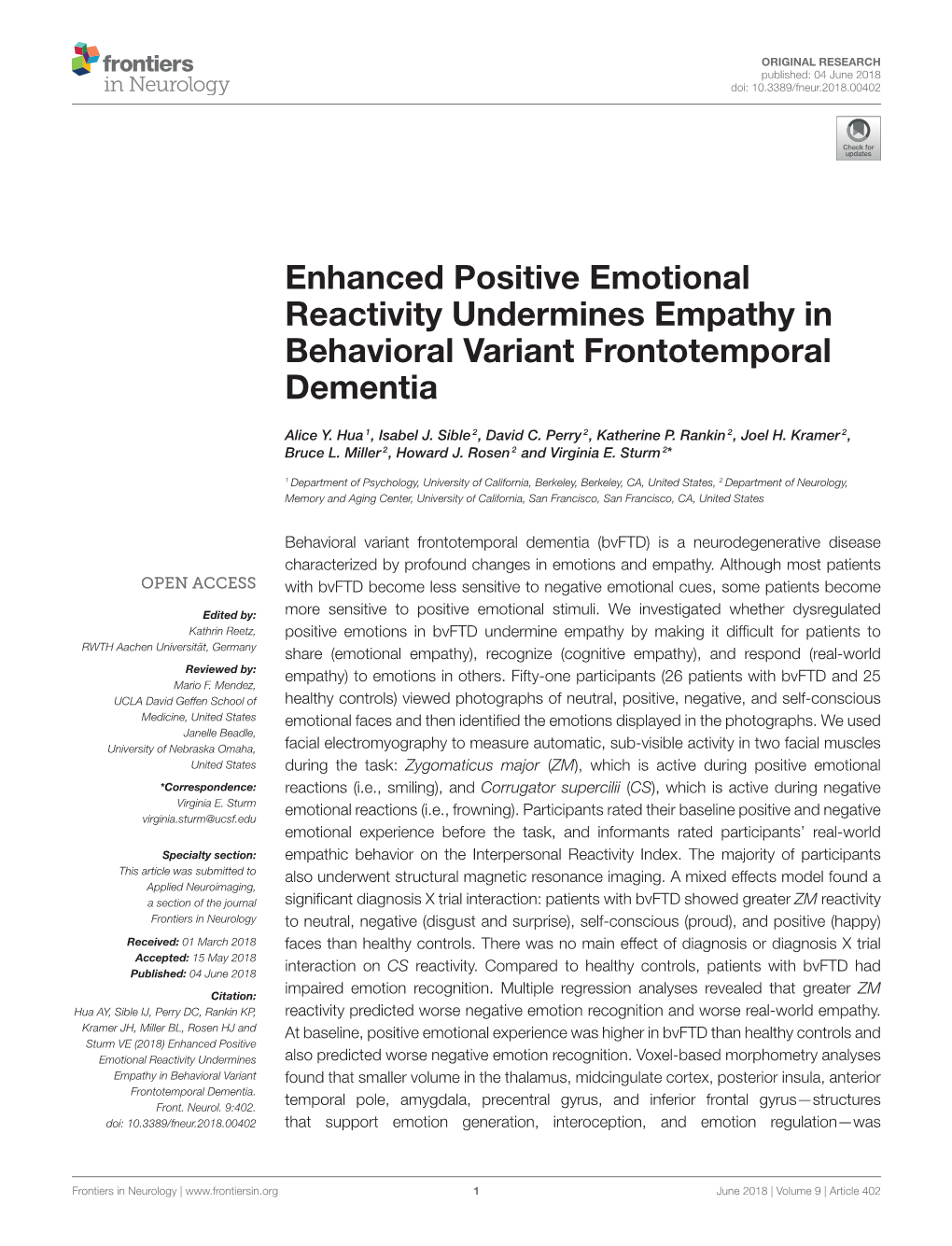 Enhanced Positive Emotional Reactivity Undermines Empathy in Behavioral Variant Frontotemporal Dementia