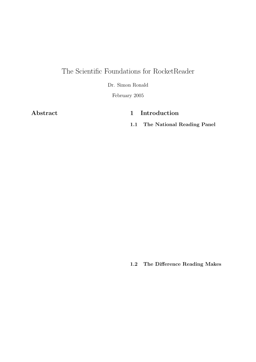 The Scientific Foundations for Rocketreader