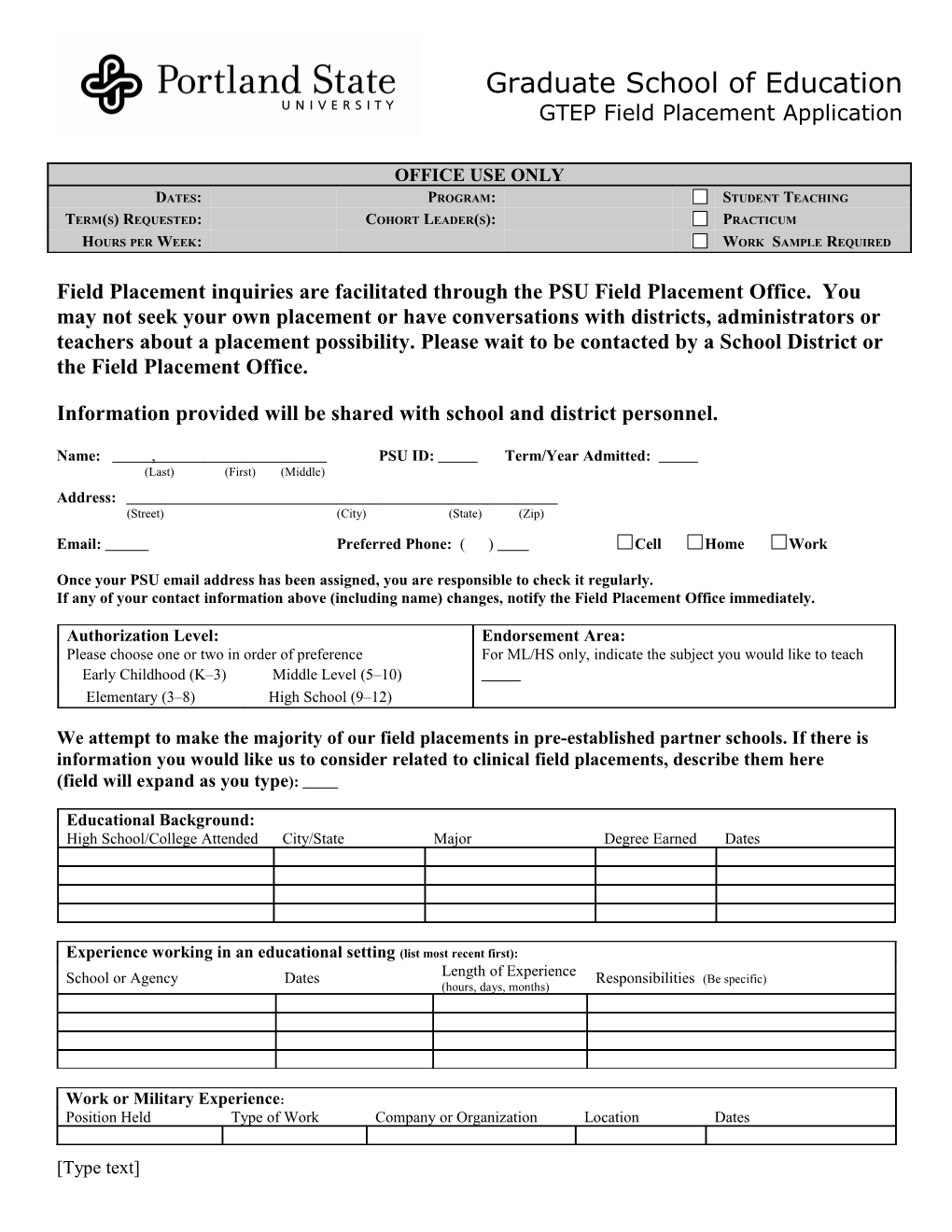 Student Teaching Application