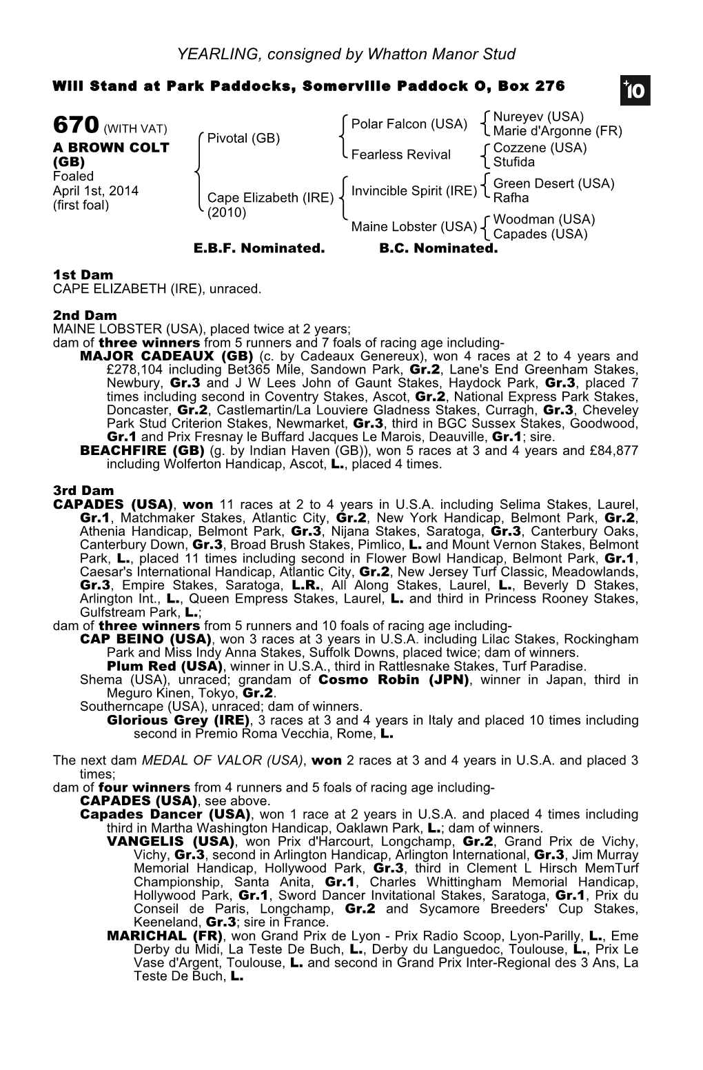 October Yearling Sale Book 1