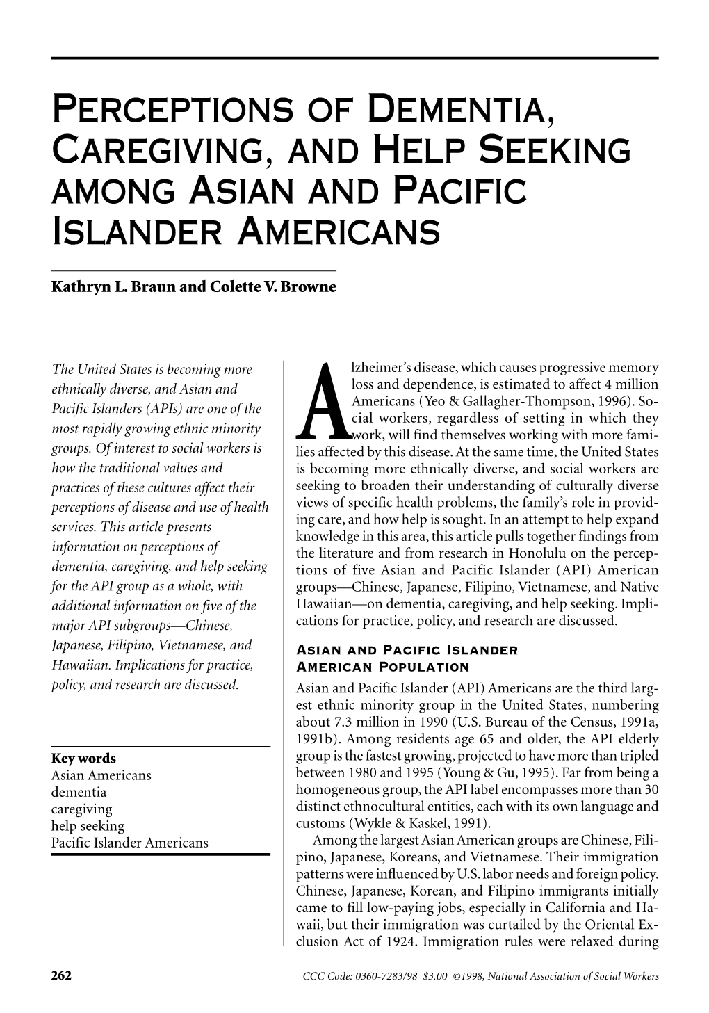 Perceptions of Dementia, Caregiving, and Help Seeking Among Asian and Pacific Islander Americans