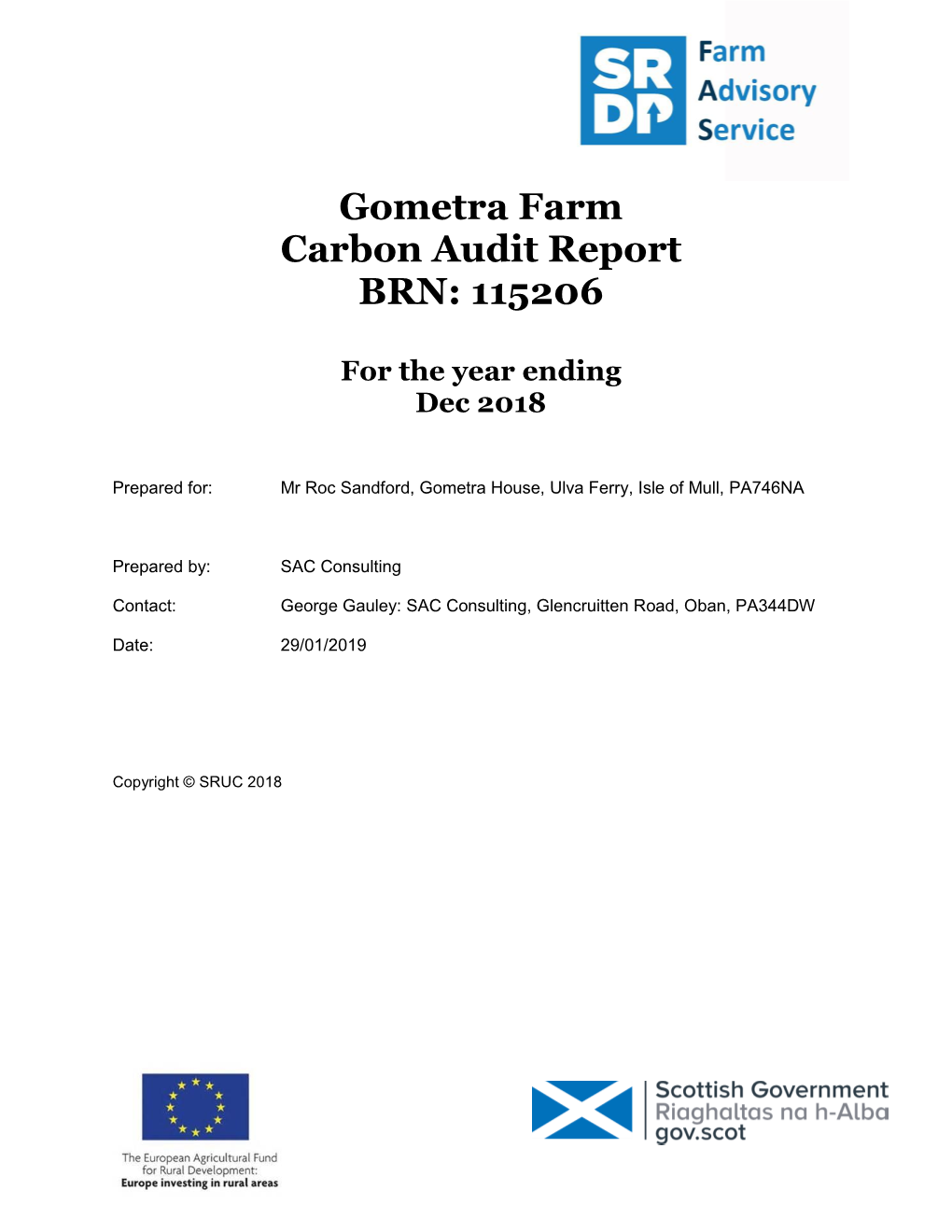 Gometra Farm Carbon Audit Report BRN: 115206