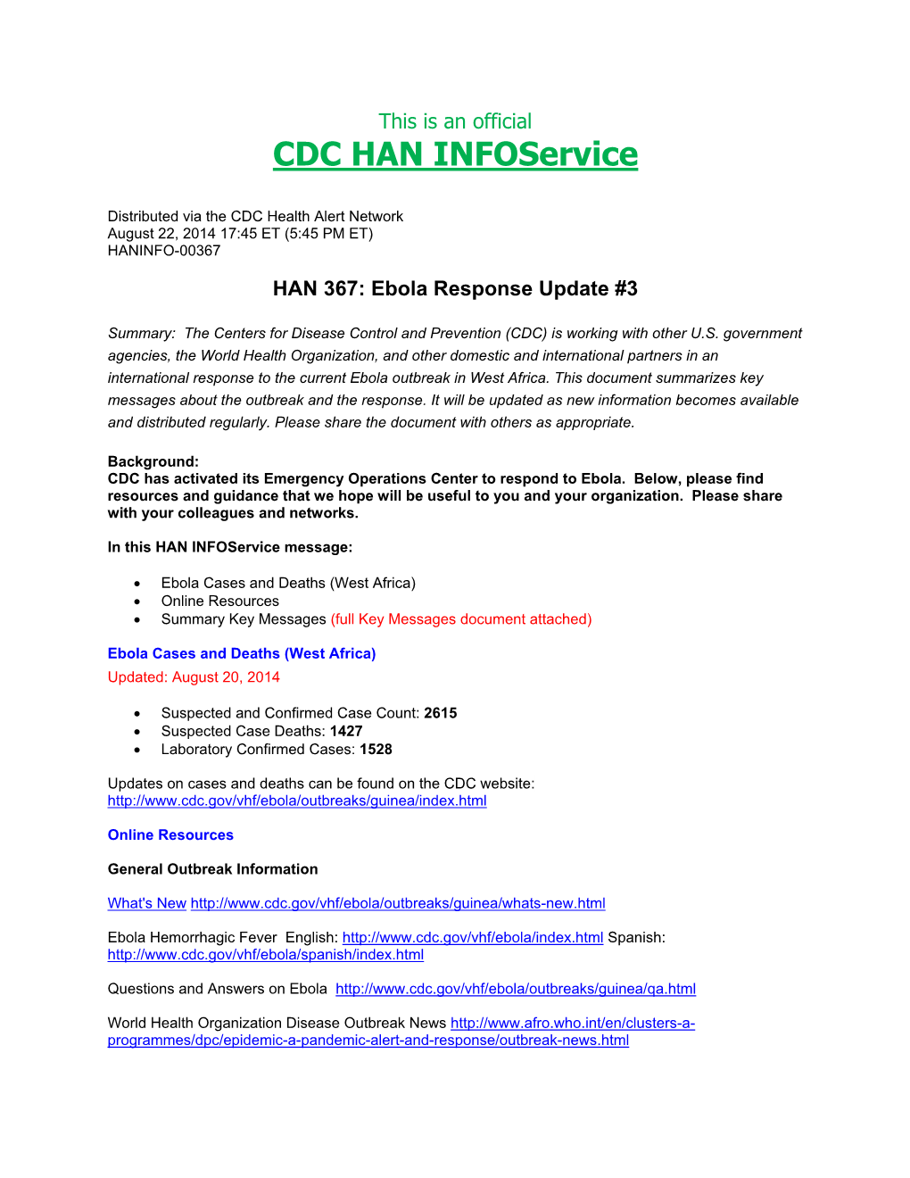 CDC HAN Infoservice