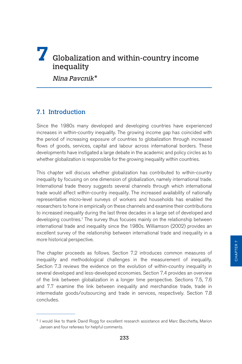 Globalization and Within-Country Income Inequality Nina Pavcnik