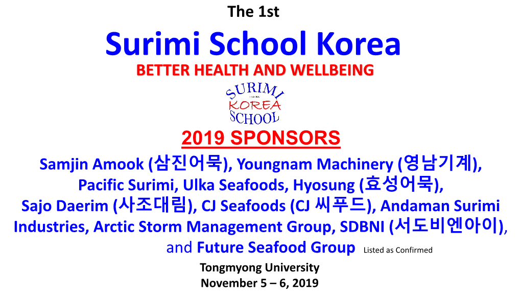Surimi School Korea BETTER HEALTH and WELLBEING