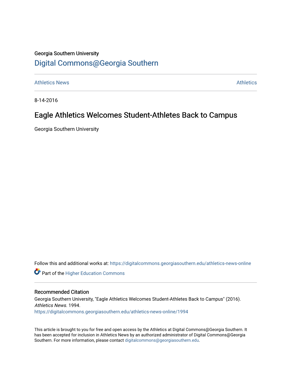 Eagle Athletics Welcomes Student-Athletes Back to Campus