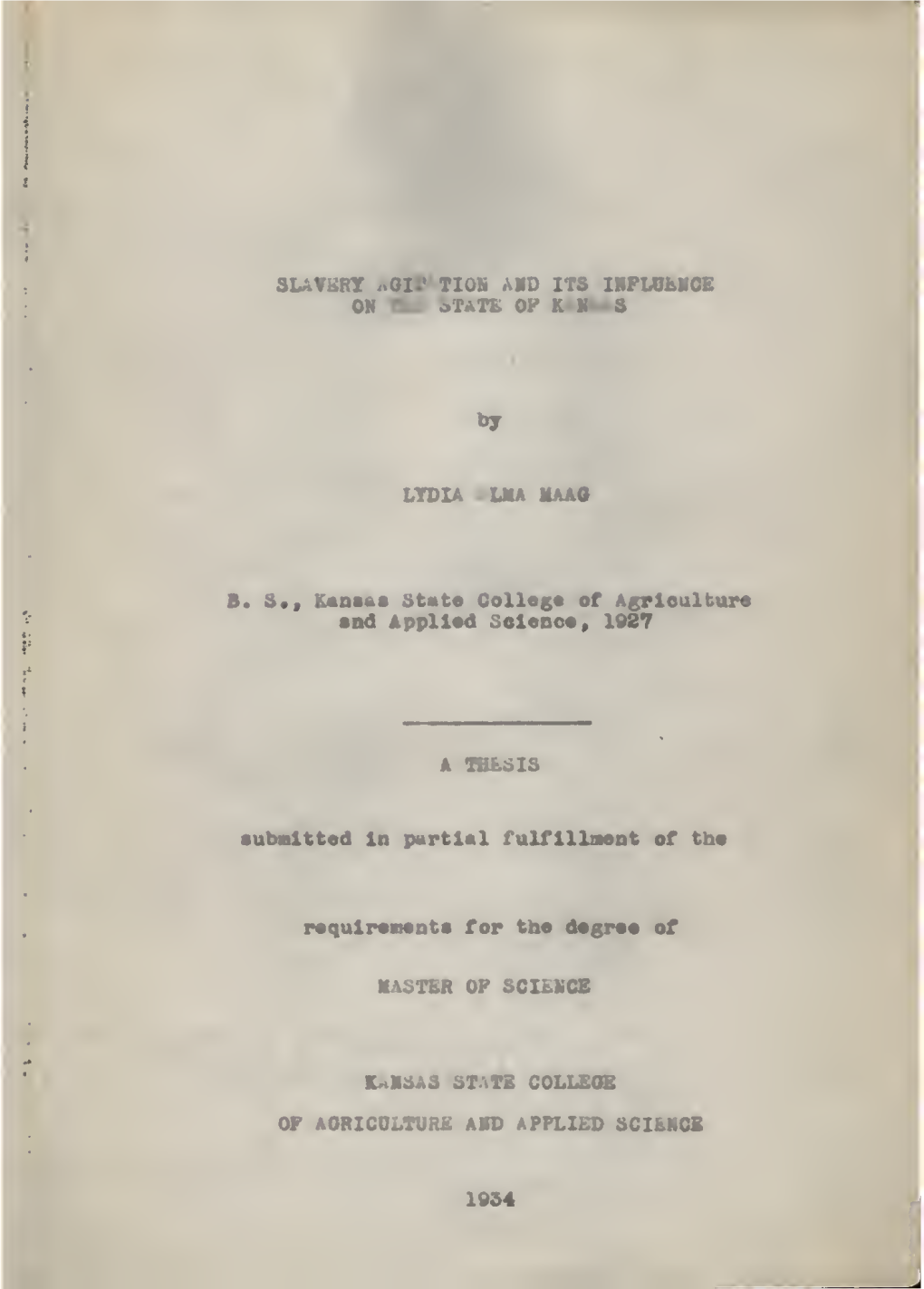 Slavery Agitation and Its Influence on the State of Kansas