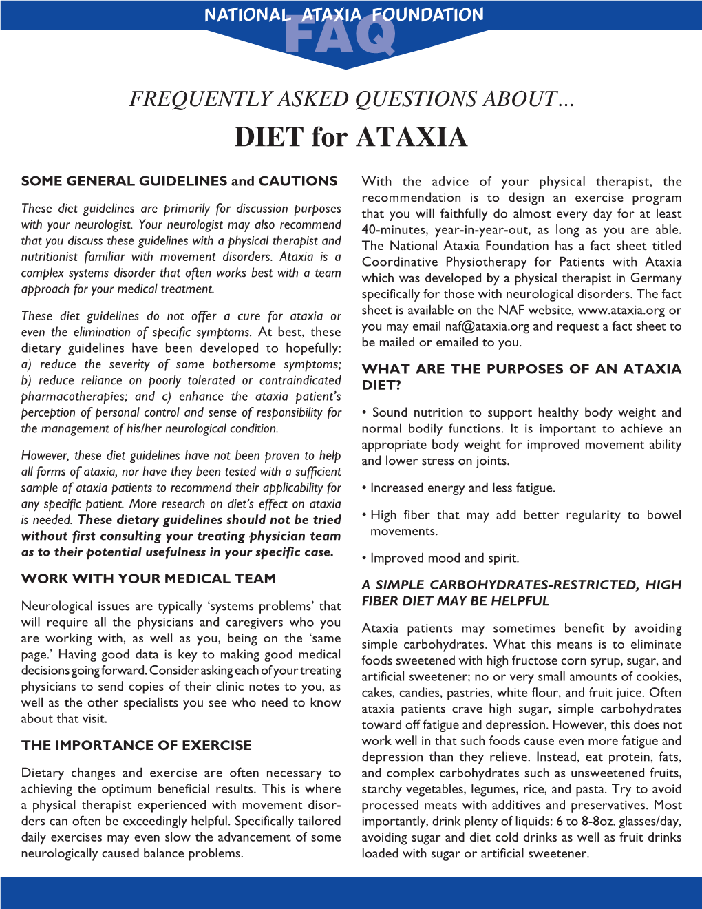 DIET for ATAXIA