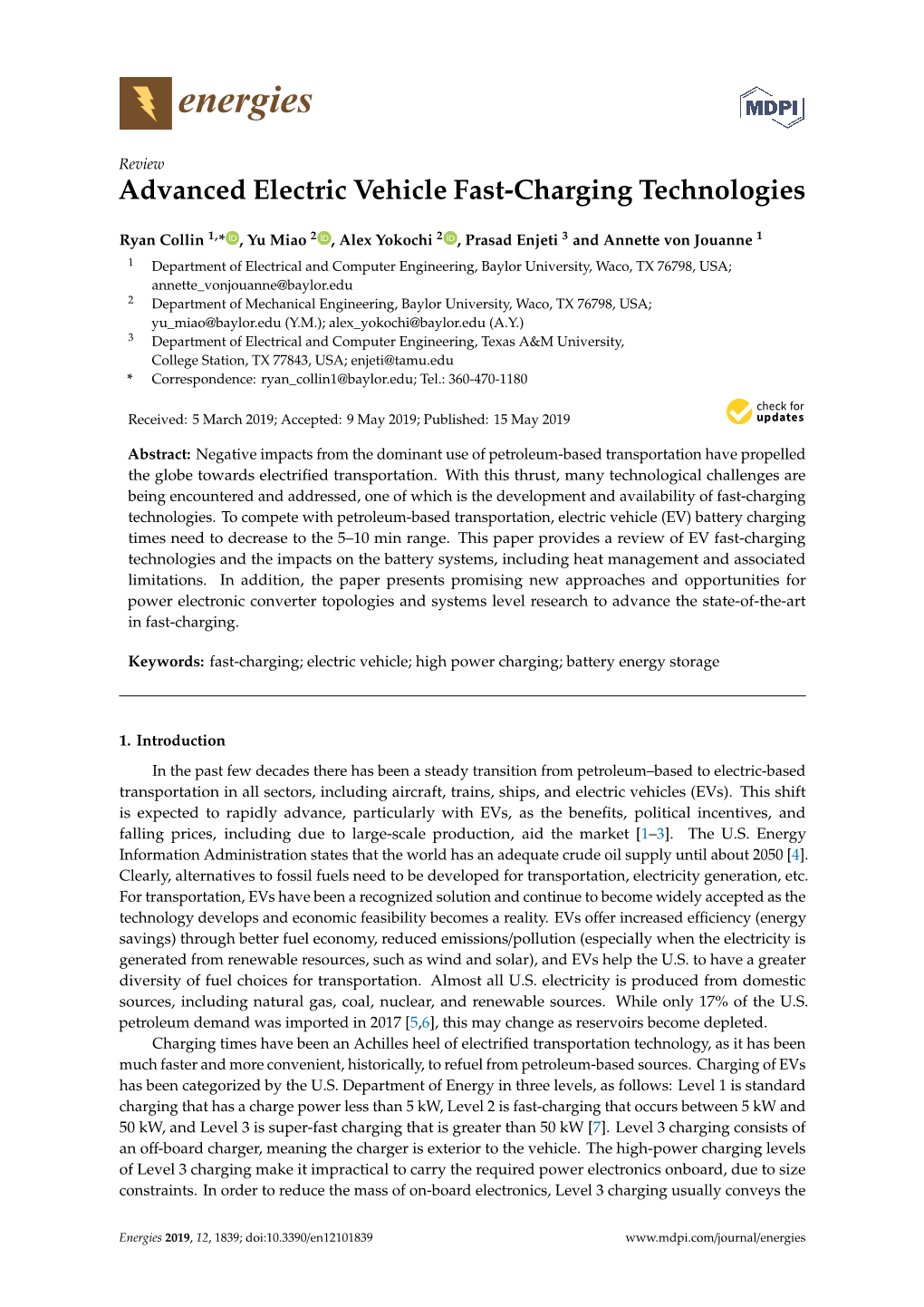 Advanced Electric Vehicle Fast-Charging Technologies