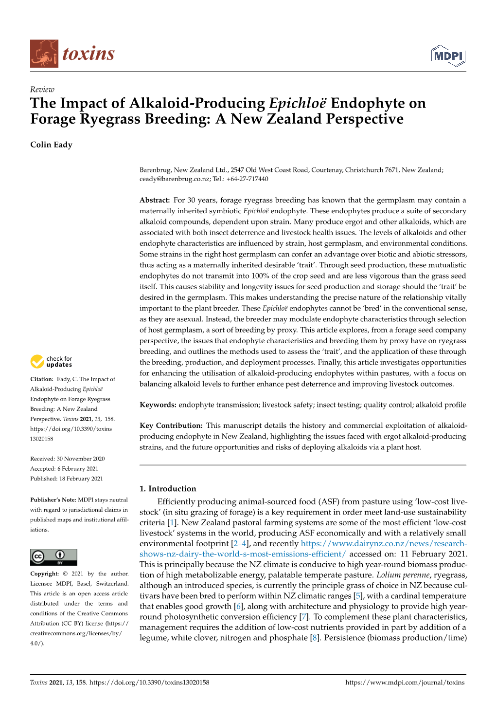 The Impact of Alkaloid-Producing Epichloë Endophyte on Forage Ryegrass Breeding: a New Zealand Perspective