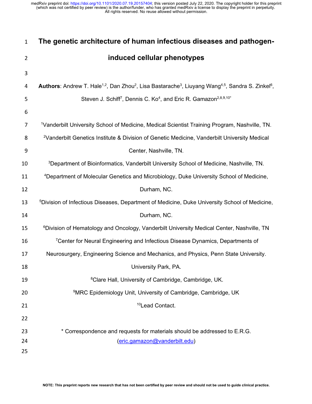 The Genetic Architecture of Human Infectious Diseases and Pathogen-Induced Cellular Phenotypes