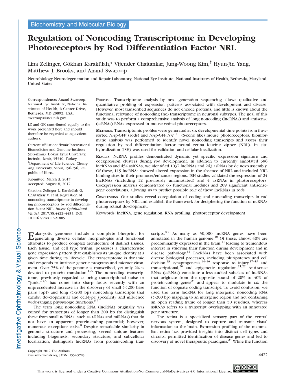 Regulation of Noncoding Transcriptome in Developing Photoreceptors by Rod Differentiation Factor NRL