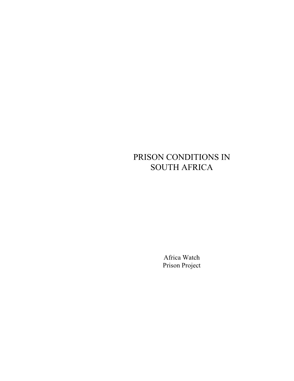 Prison Conditions in South Africa