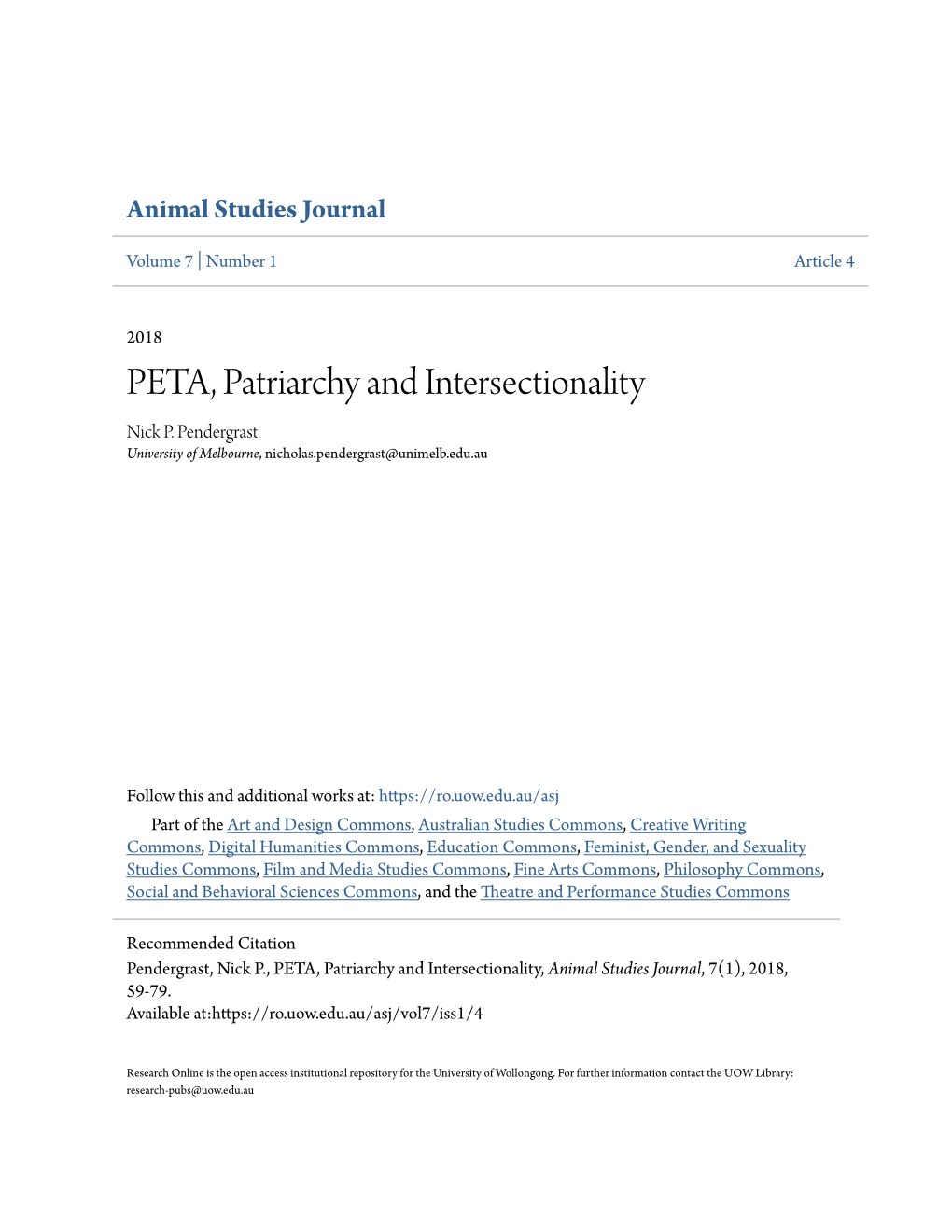PETA, Patriarchy and Intersectionality Nick P