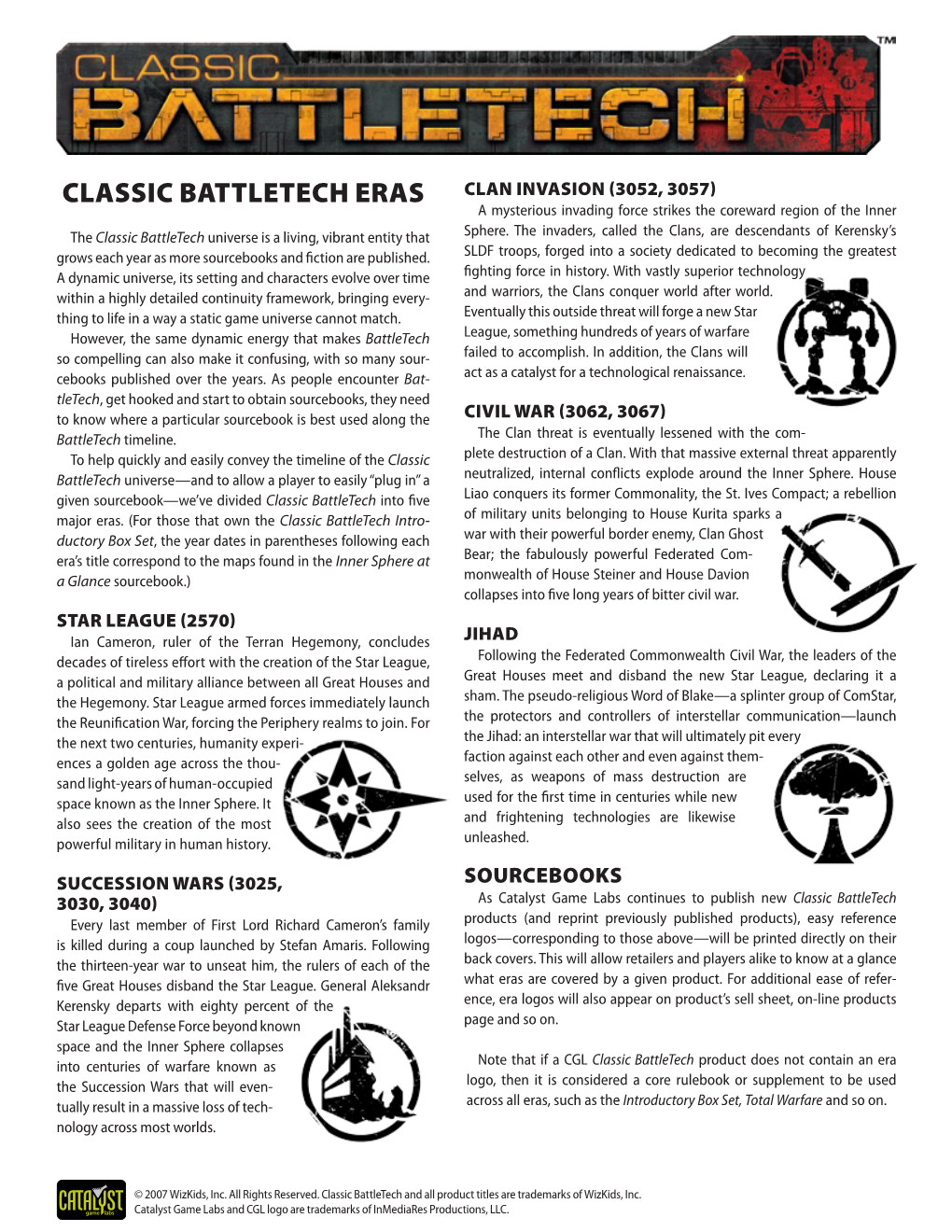 Classic Battletech Eras