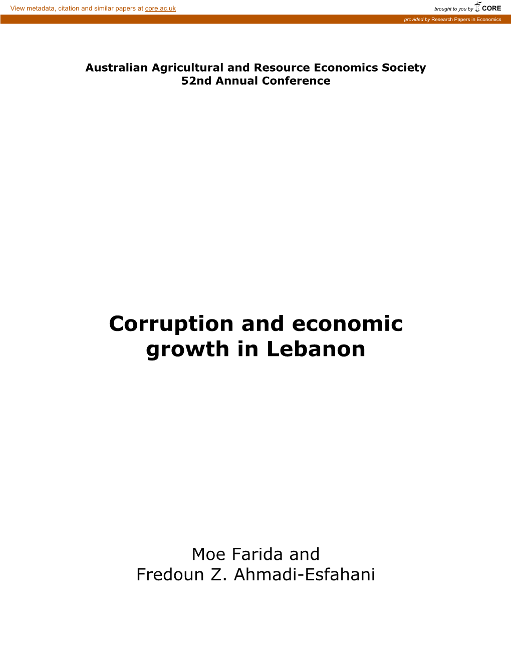 Corruption and Economic Growth in Lebanon