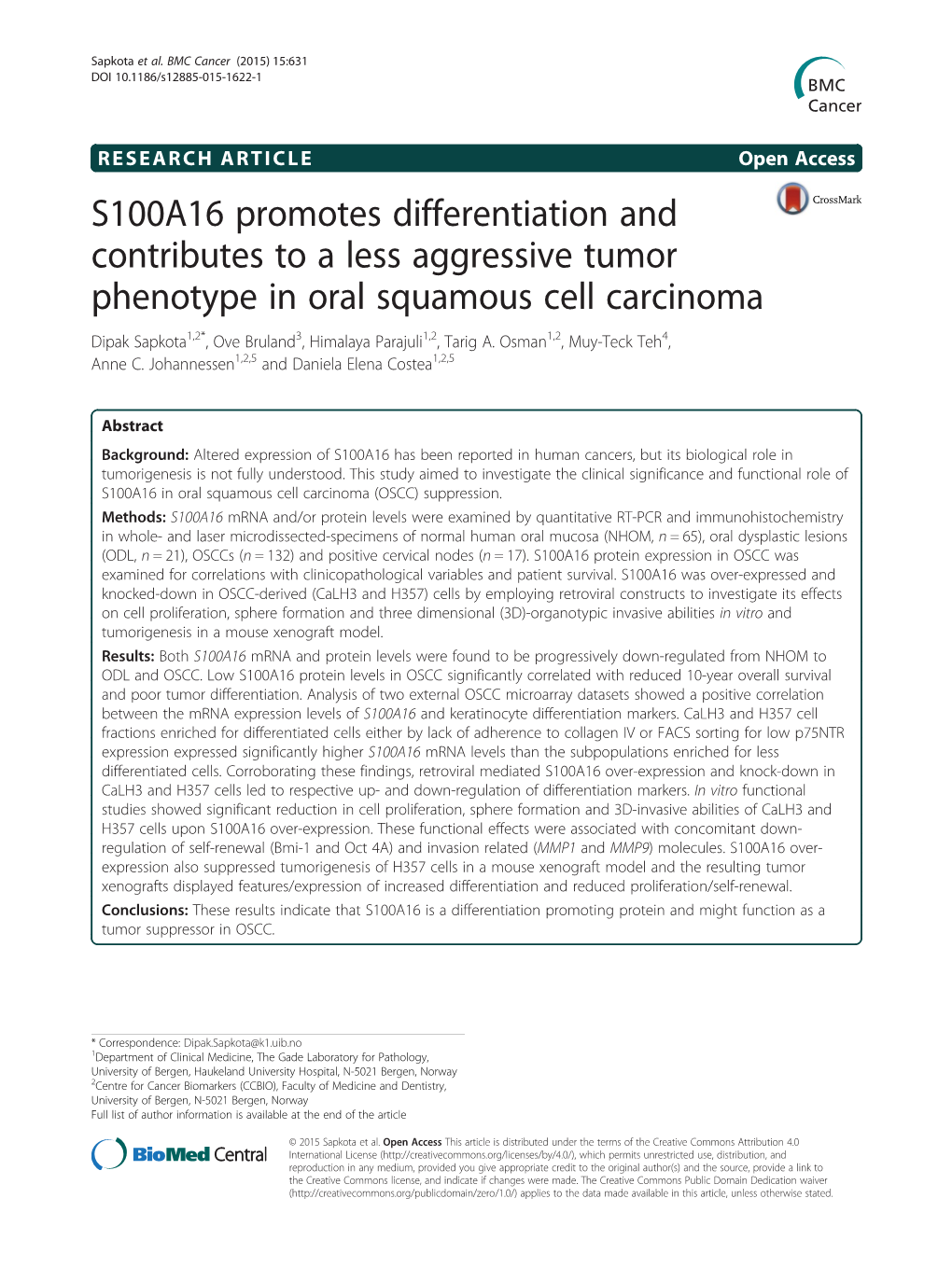 S100A16 Promotes Differentiation and Contributes to a Less Aggressive