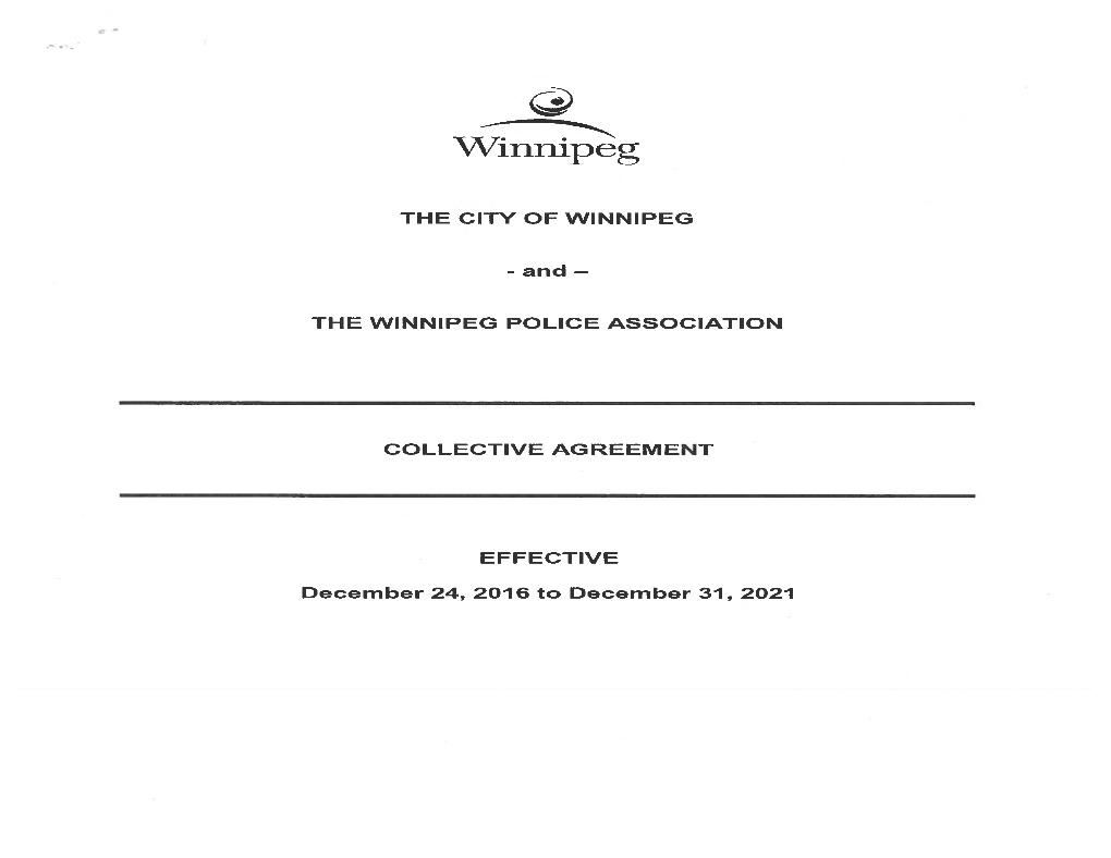 The Winnipeg Police Association Collective Agreement