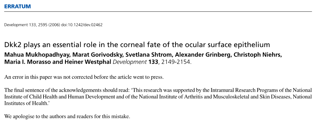 Dkk2 Plays an Essential Role in the Corneal Fate of the Ocular Surface