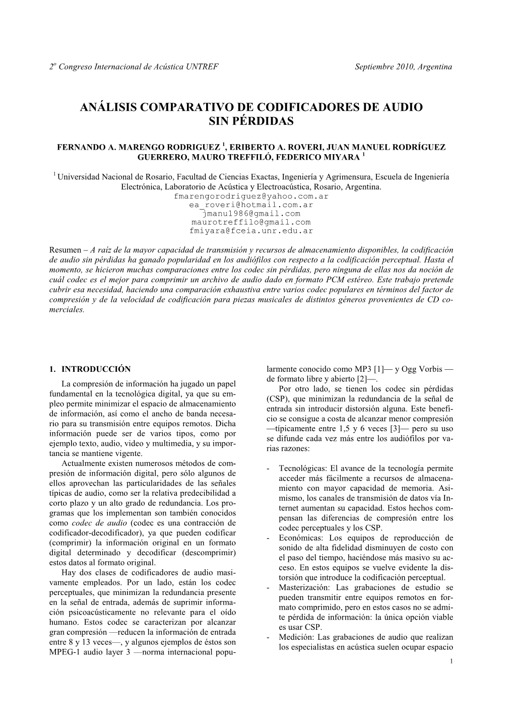 Análisis Comparativo De Codificadores De Audio Sin Pérdidas