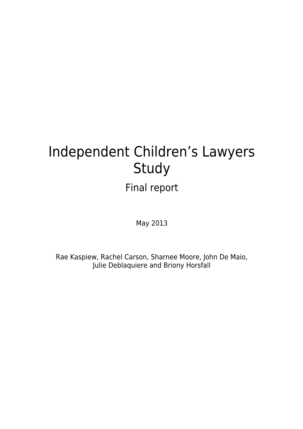 Independent Children S Lawyers Study Final Report