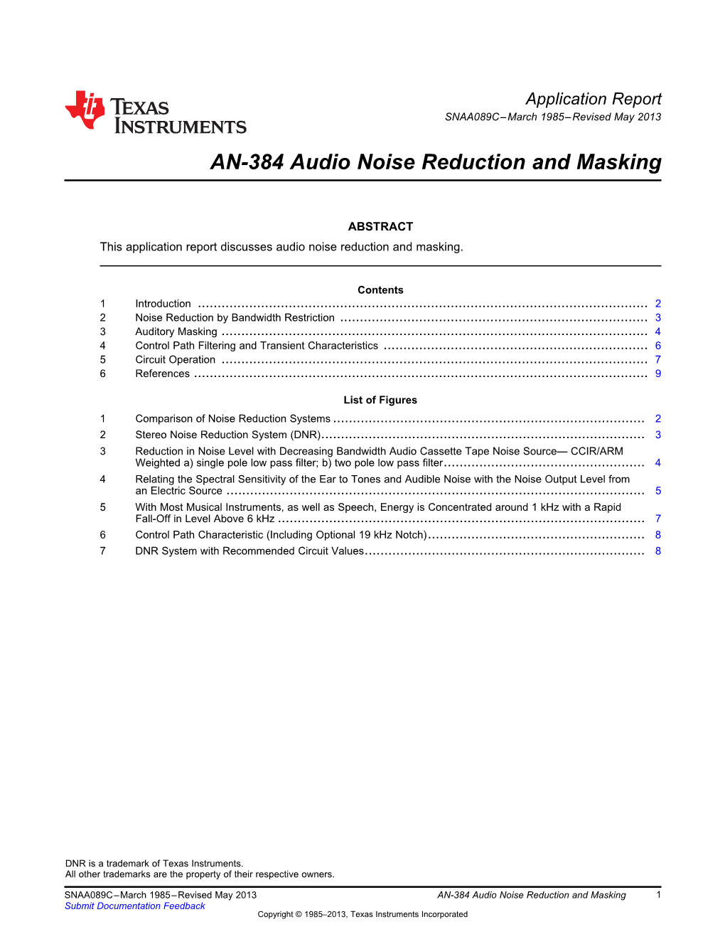 AN-384 Audio Noise Reduction and Masking