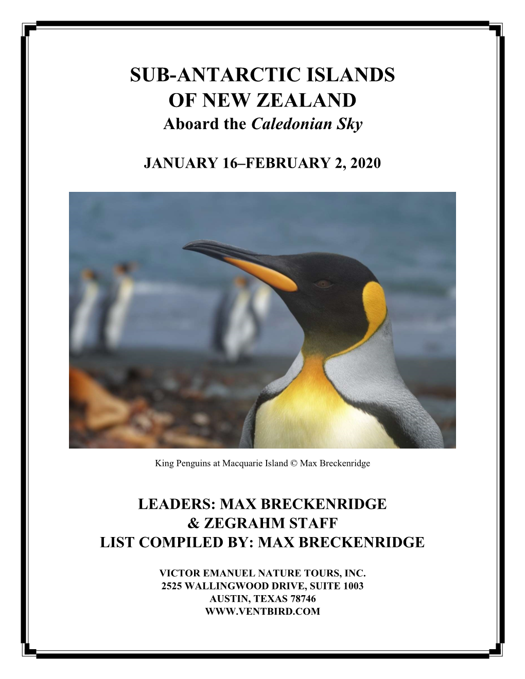 SUB-ANTARCTIC ISLANDS of NEW ZEALAND Aboard the Caledonian Sky