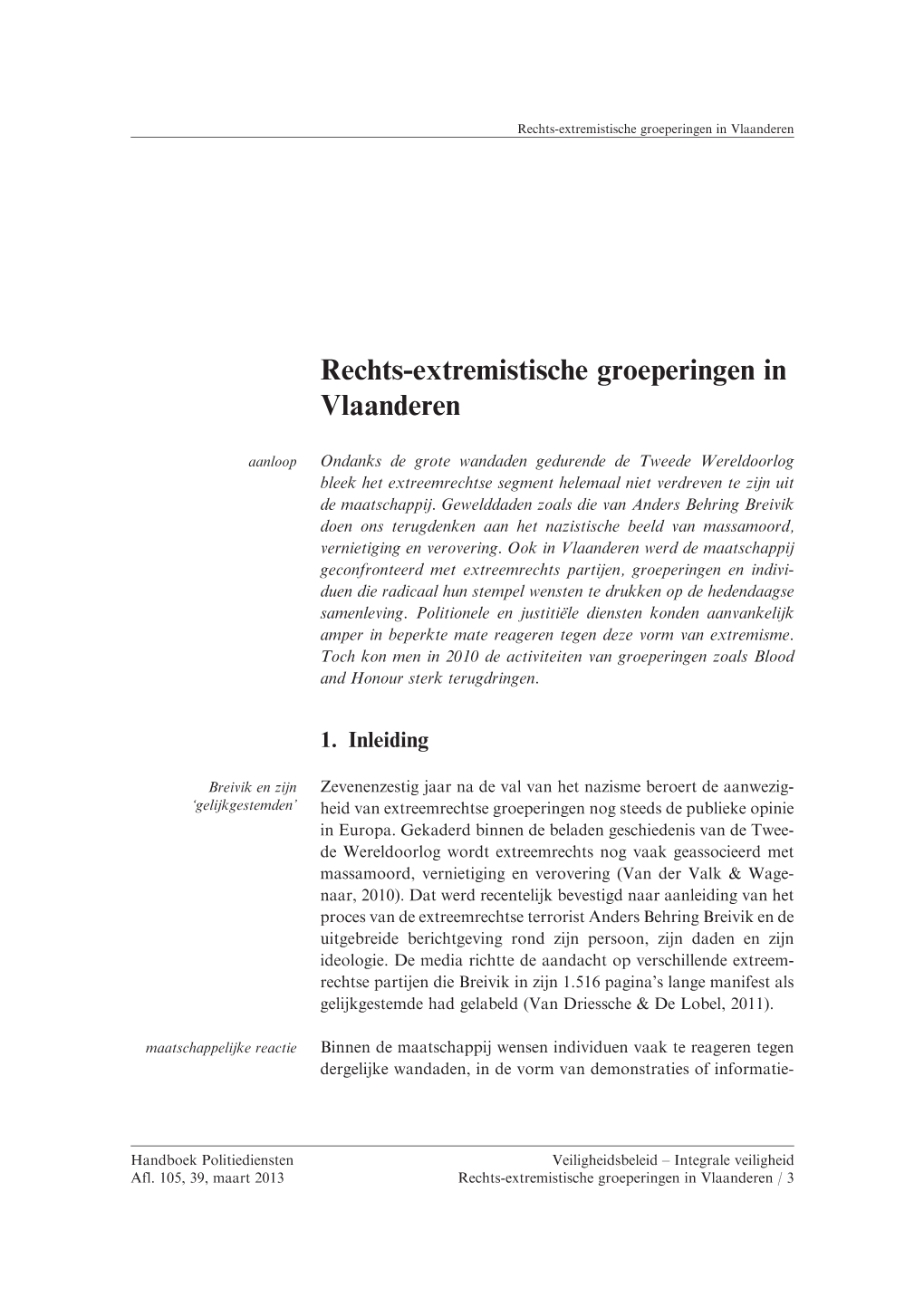 Rechts-Extremistische Groeperingen in Vlaanderen