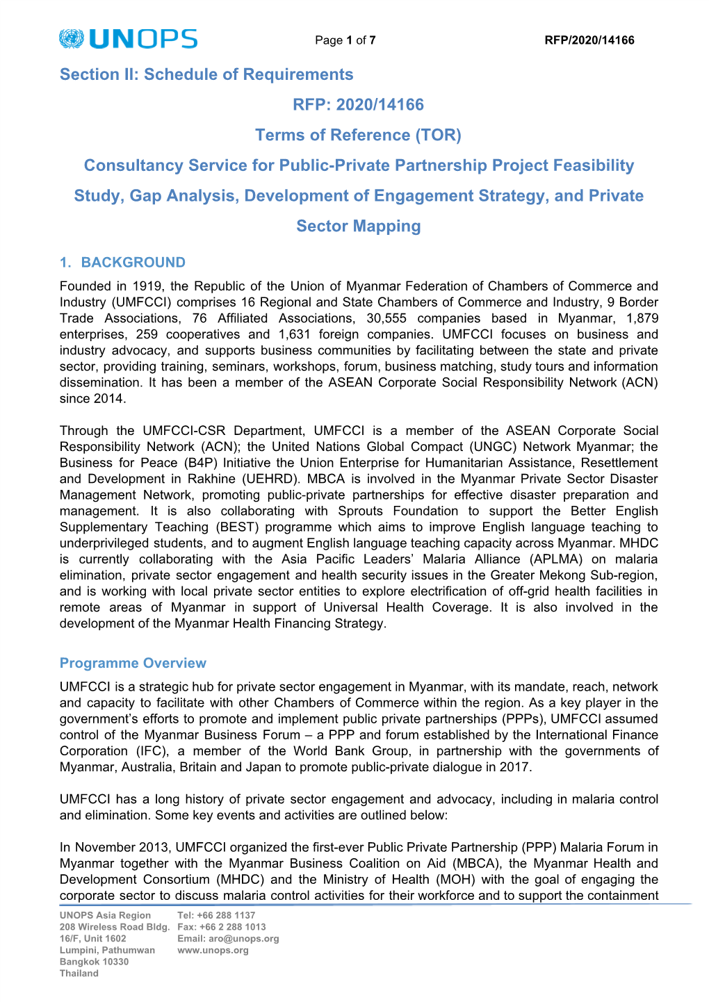 (TOR) Consultancy Service for Public-Private Partnership Project Feasibility Study, Gap Analysis, Development of Engagement Strategy, and Private Sector Mapping