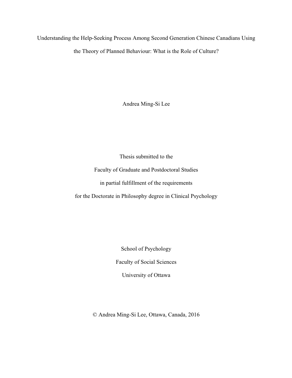 Understanding the Help-Seeking Process Among Second Generation Chinese Canadians Using the Theory of Planned Behaviour: What Is