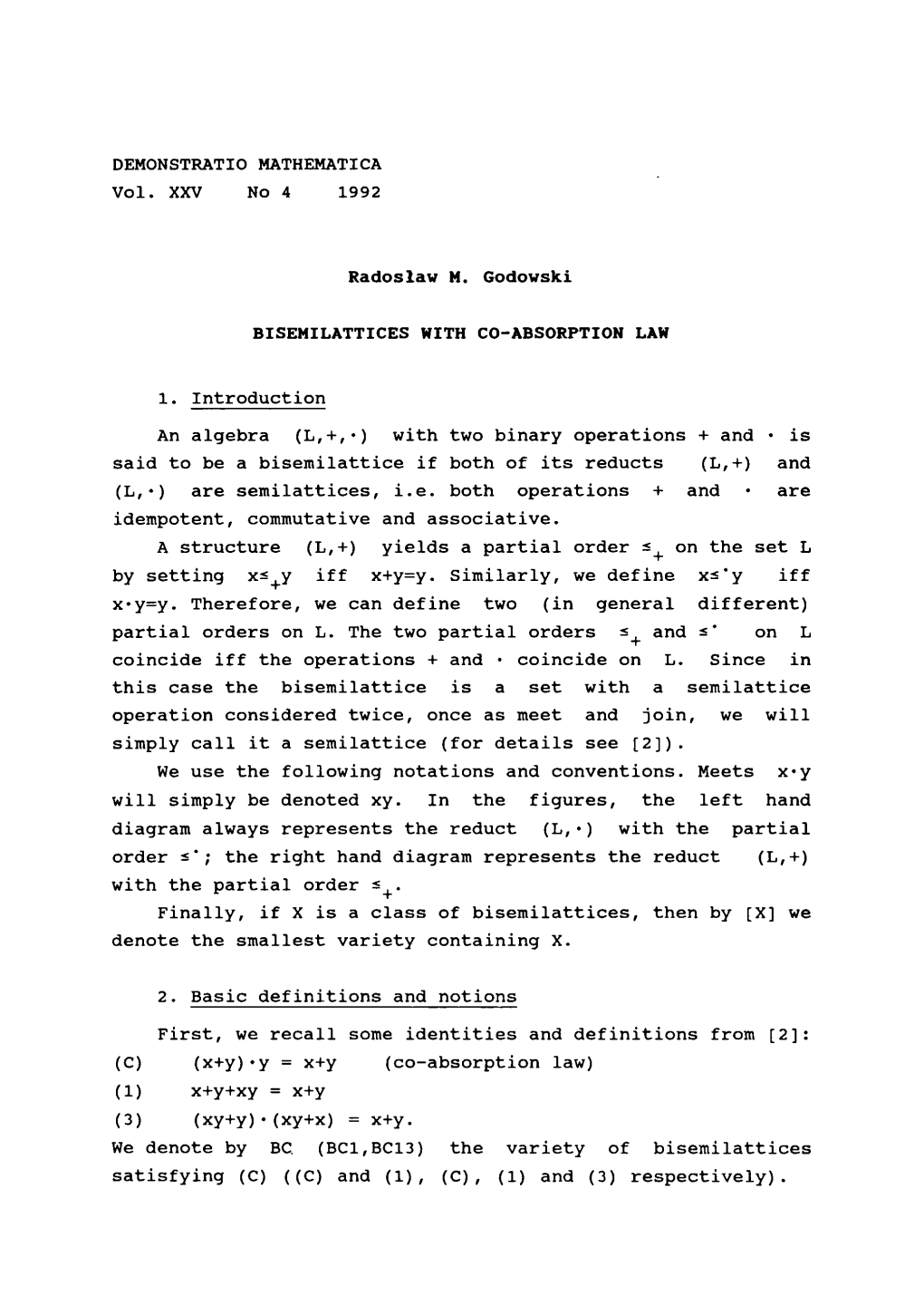 Bisemilattices with Co-Absorption Law