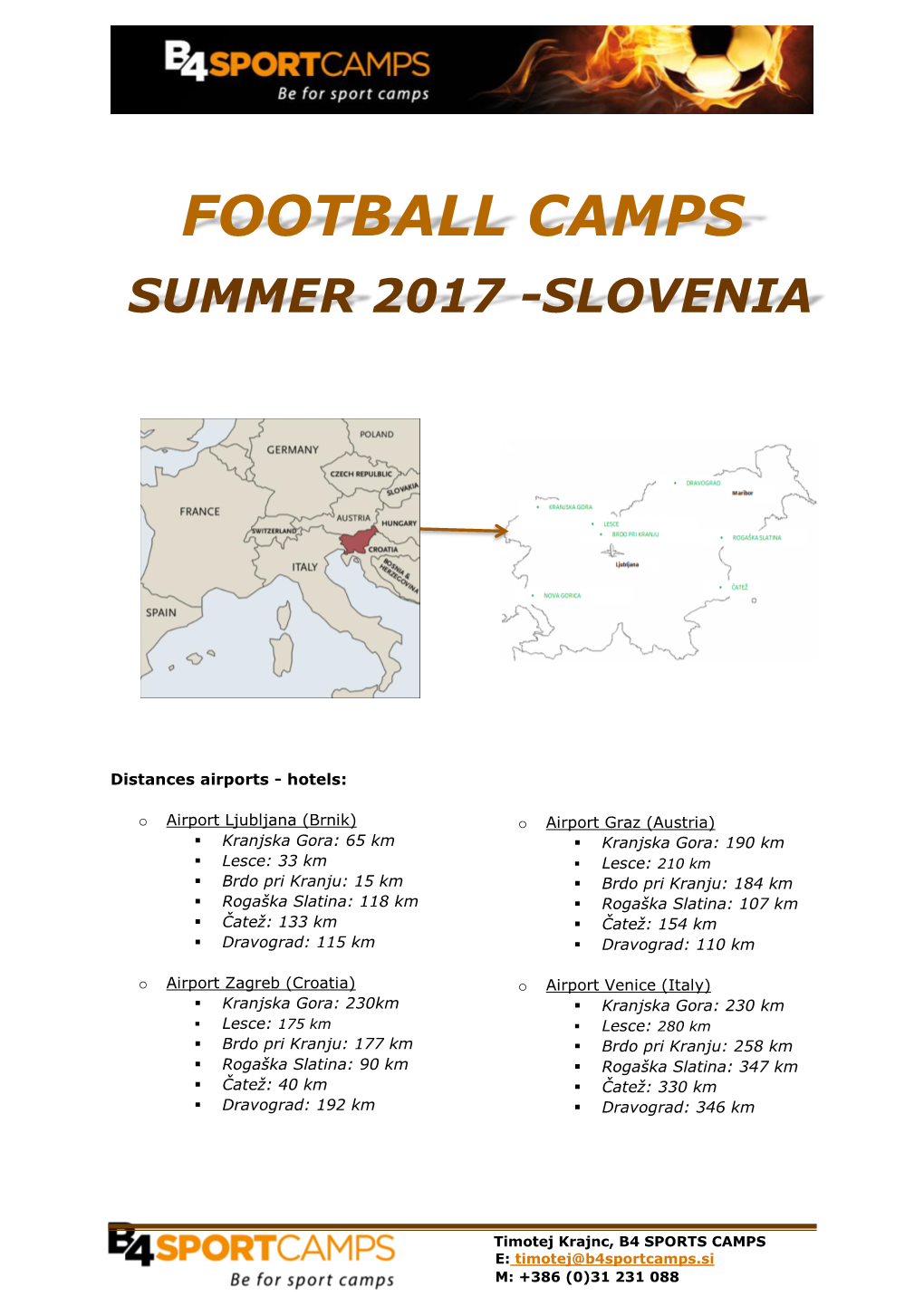 Football Camps Summer 2017 -Slovenia