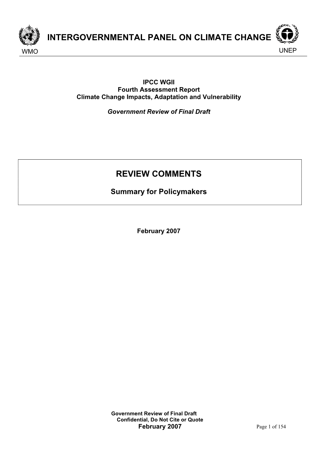 Intergovernmental Panel on Climate Change Review