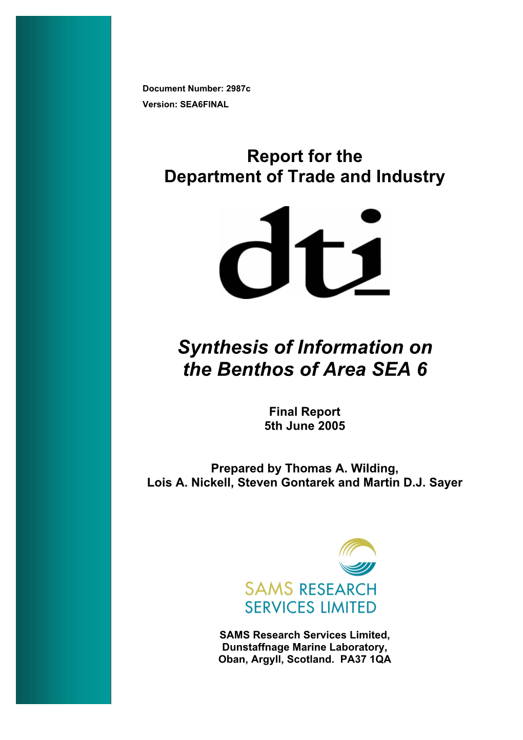 SEA6 Benthos: Endnote File of Metadata