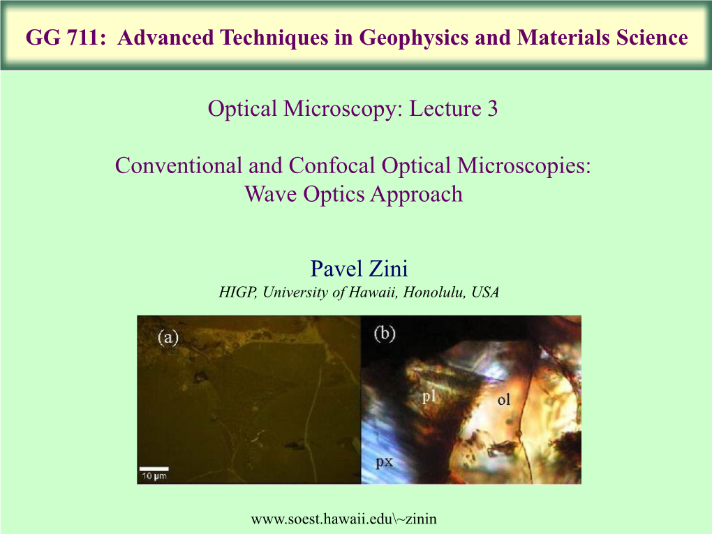 Lecture 3 Conventional and Confocal Optical Microscopies