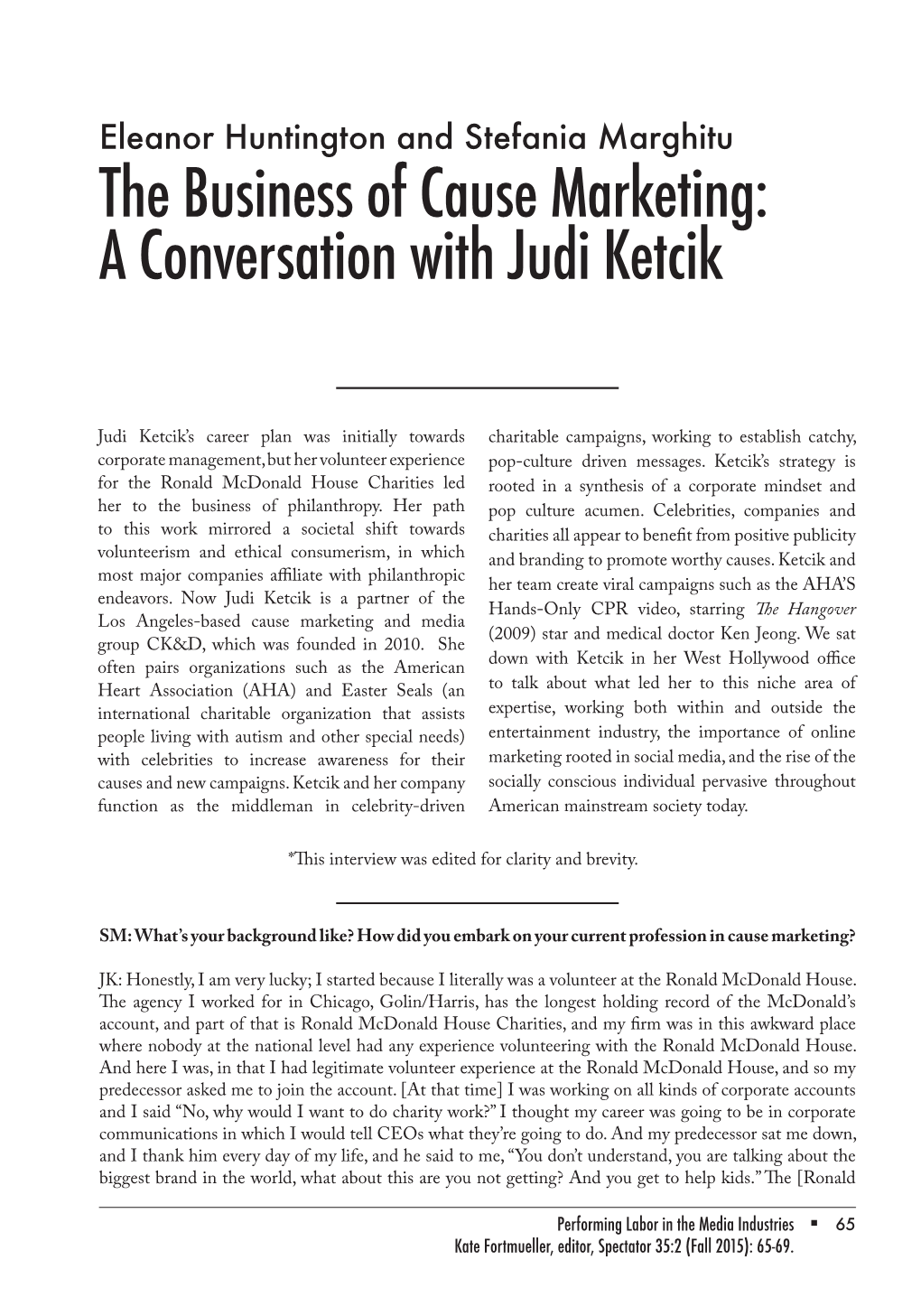 The Business of Cause Marketing: a Conversation with Judi Ketcik