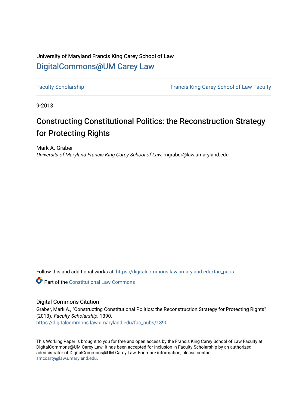 Constructing Constitutional Politics: the Reconstruction Strategy for Protecting Rights