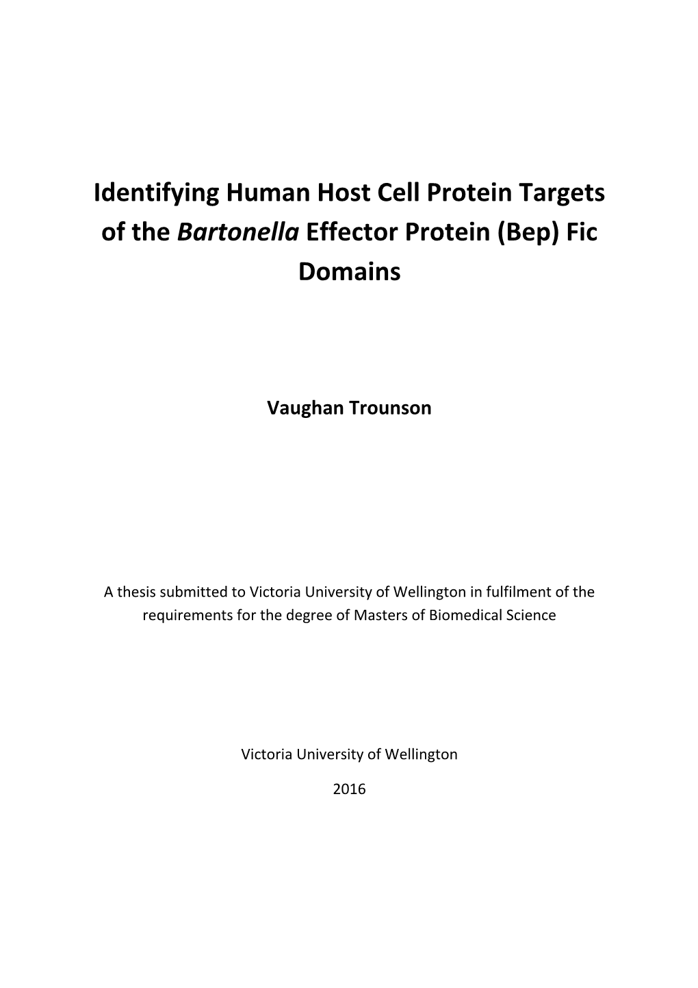 Identifying Human Host Cell Protein Targets of the Bartonella Effector Protein (Bep) Fic Domains