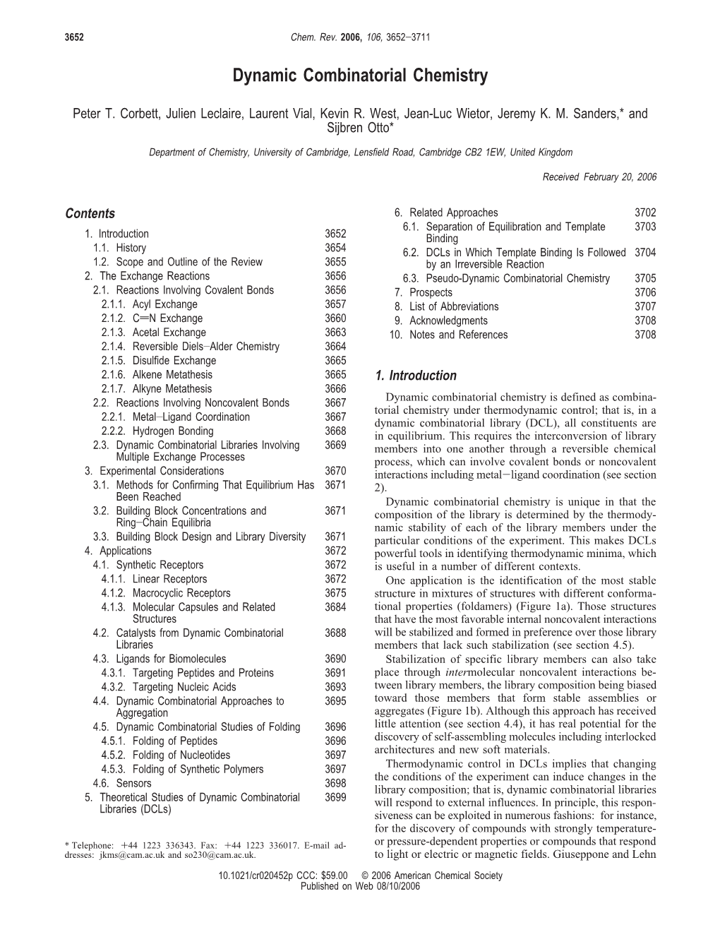 Dynamic Combinatorial Chemistry