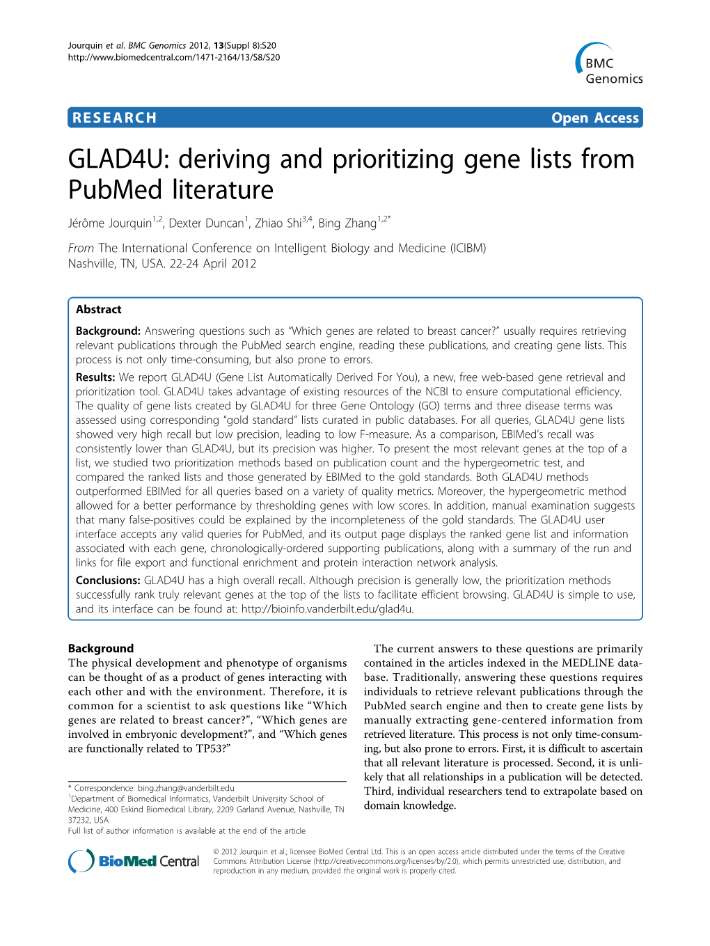 Deriving and Prioritizing Gene Lists from Pubmed