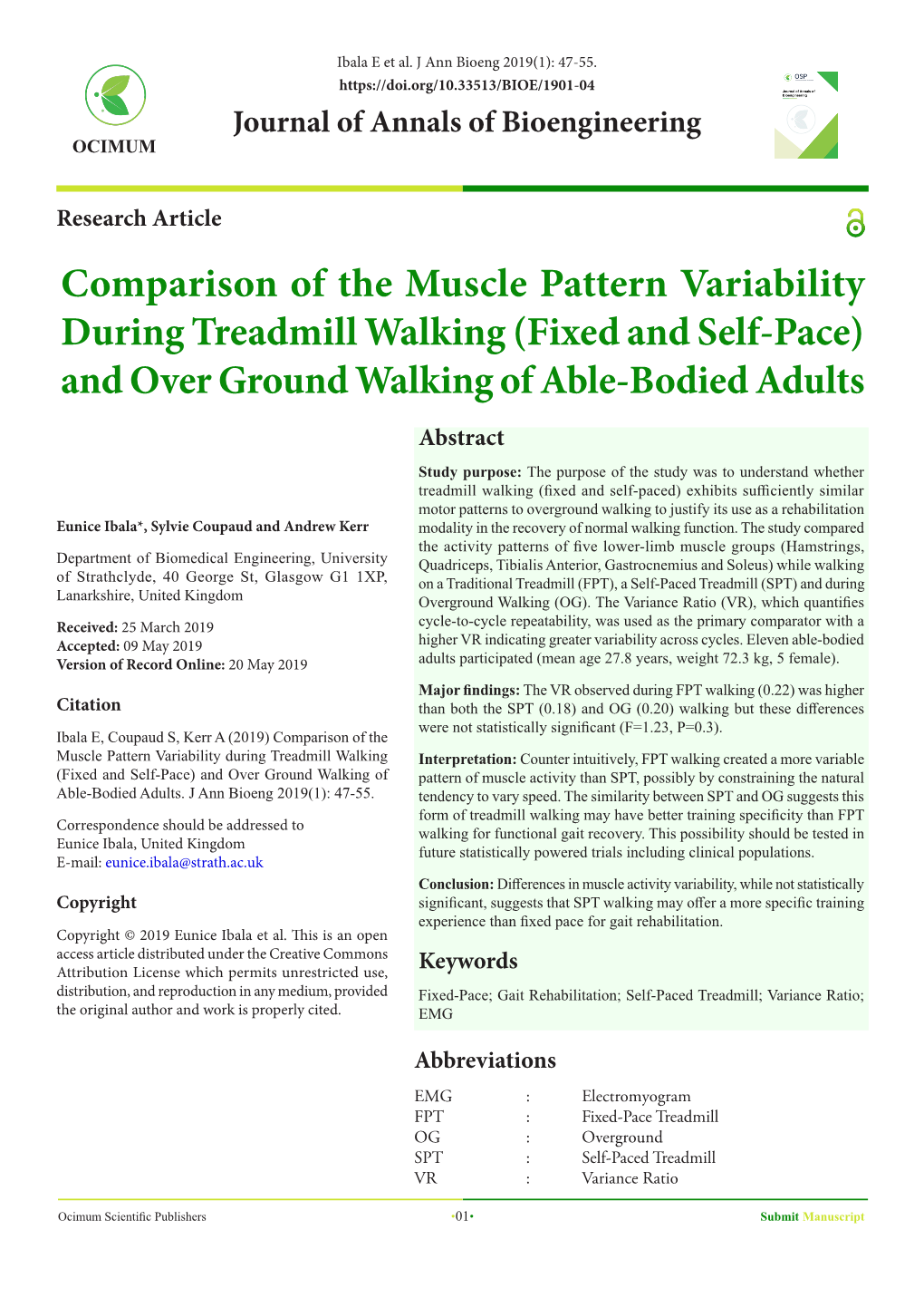 Comparison of the Muscle Pattern Variability During Treadmill