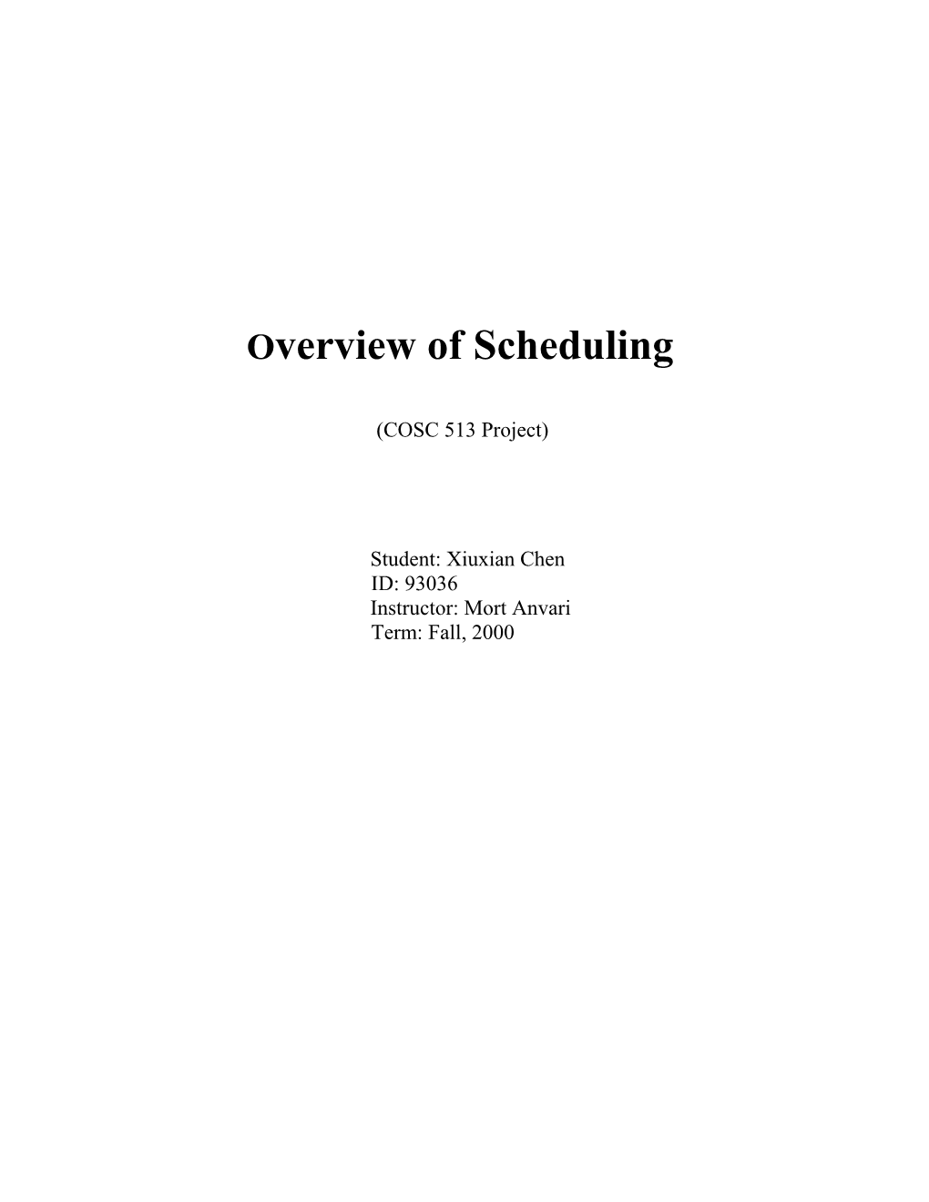Overview of Scheduling
