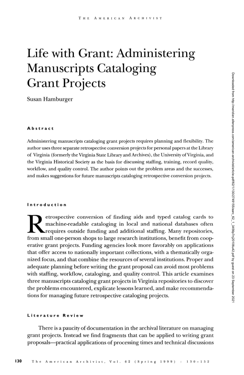 Administering Manuscripts Cataloging Grant Projects Requires Planning and Flexibility