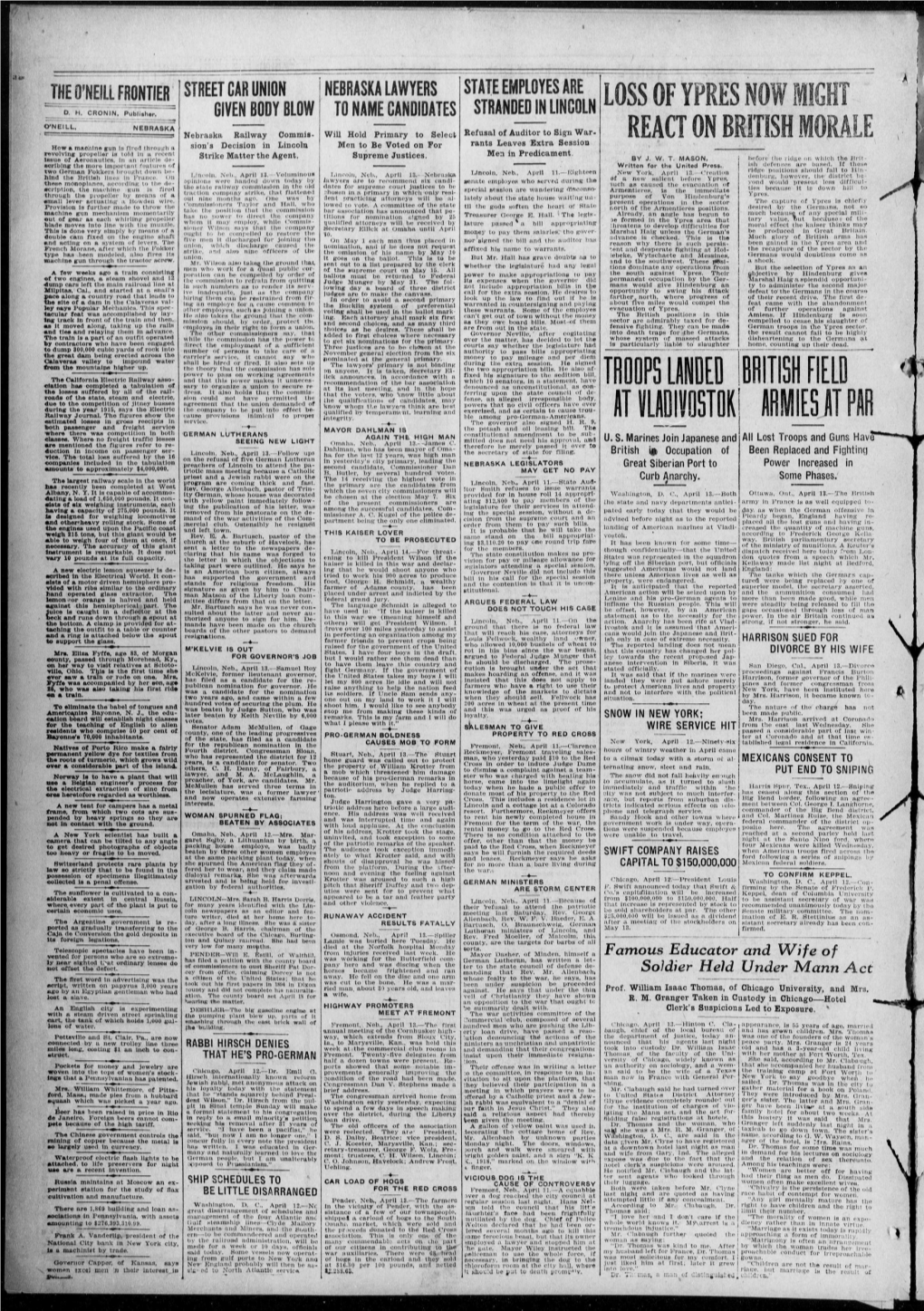 BRITISH FIELD Completed Sary Organize at Its Last Meeting, and in the Hope Denounced As Unconstitutional, the Losses Suffered All of the Rail- Dress