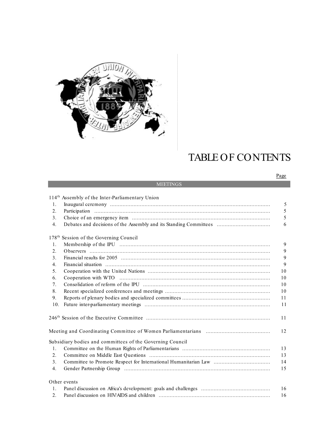 Table of Contents